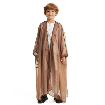 Eid Abayas for Boy Kids Kebaya Open Muslim Dress Kimono Abaya Turkey Arabic Islam Clothing Djellaba Robe Musulmane Jubba Thobe