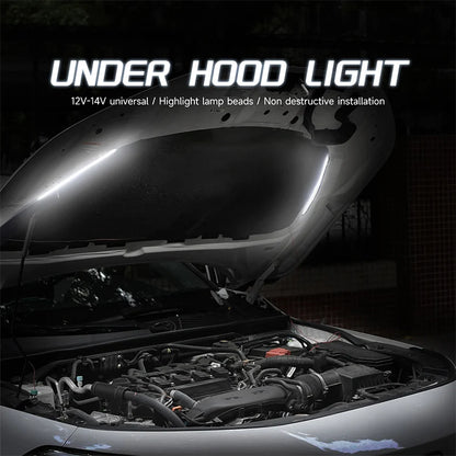 2 in 1 Car LED Under Hood Work Inspection Light Kit Waterproof White LED Strip Lights Bars Car Hood Lights Fits Any Vehicle 12V