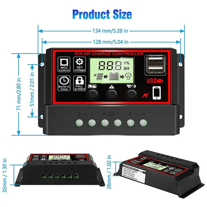 1000W Solar Panel 12V Solar Cell 10A-100A Controller Solar Plate Kit For Phone RV Car Caravan Home Camping Outdoor Battery