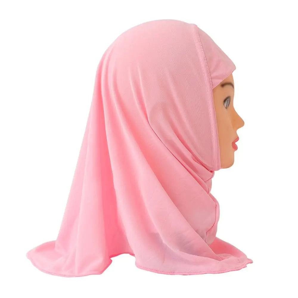 50cm Children Hijabs Muslim Girls Kids Hijab Islamic Scarf Shawls Soft and Stretch Material for 2 to 7 Years Old Girls Turban