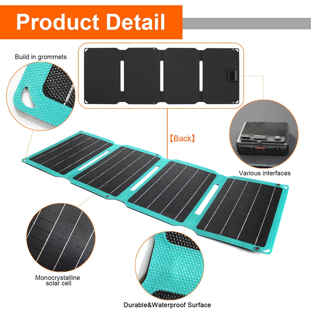 Upgraded 28W 21W 14W Portable Solar Panel Charger Double USB 5V 18V DC Camping Foldable Solar Panel For Phone Charge Power Bank