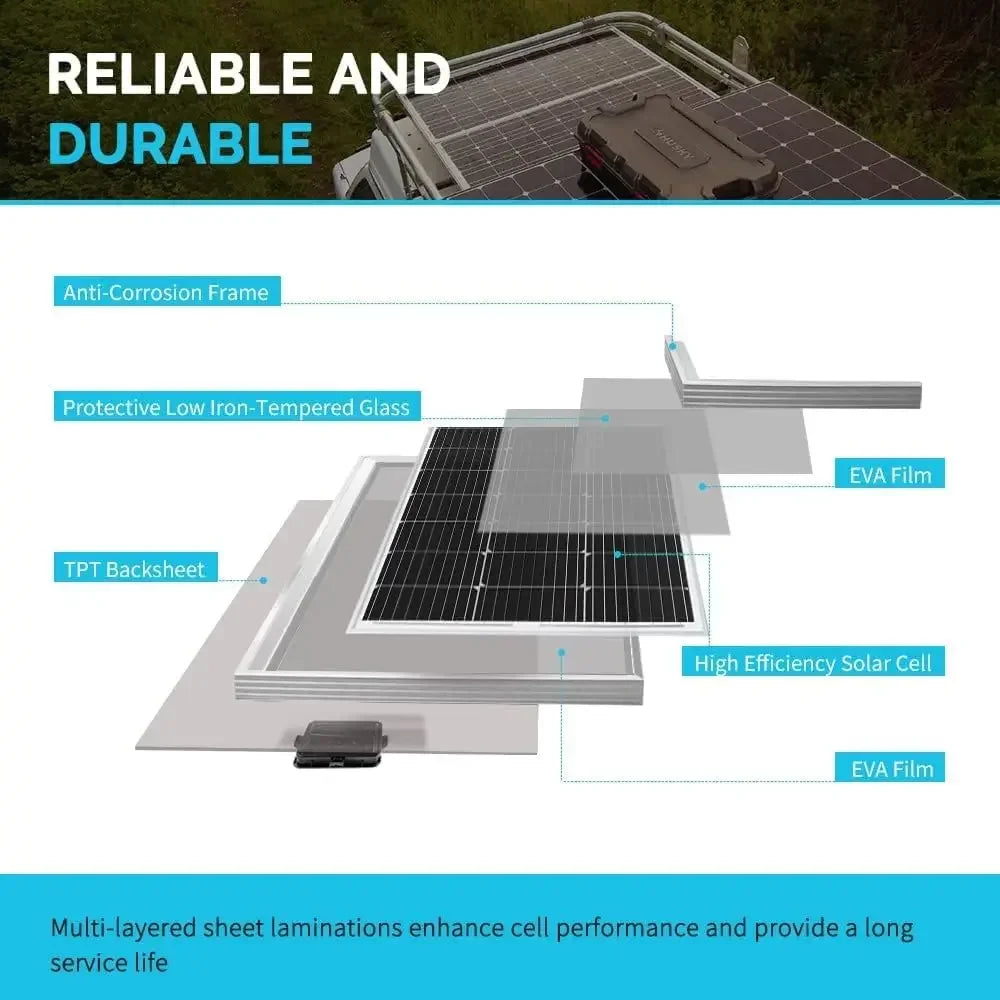 200 W 12 Volt Monocrystalline Panel Starter Kit & 2PCS Panels 100 12 High-Efficiency