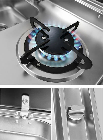 RV Gas Stove Multi-function Folding Kitchen with Sink Gas Stove Sink Two in One RV Hidden Single Faucet Yacht Kitchen with Cover