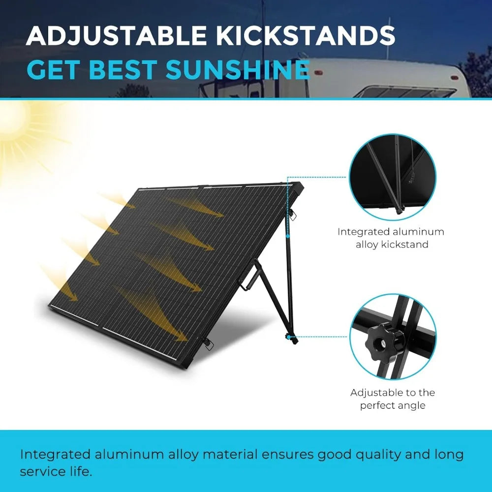 200 Watt 12 Volt Portable Solar Panel with Waterproof 20A Charger Controller, Foldable 100W Solar Panel Suitcase