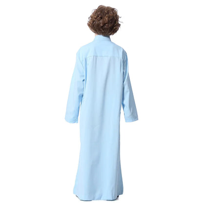 Muslim Saudi Kids Boys Dishdasha Long Sleeve Robe Thobe Dubai Islamic Abaya Middle East Arab Clothing Child Dress Kaftan Caftans