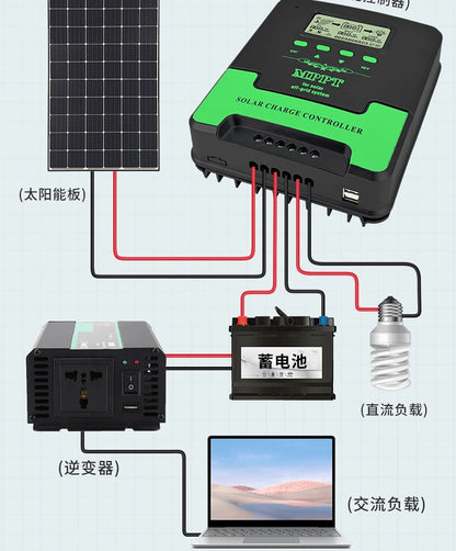 12/24V WIFI MPPT Solar Charge Controller 10/20/30/40/50/60A Solar Panel Battery Regulator LCD USB for Lifepo4 Lead Acid Lithium