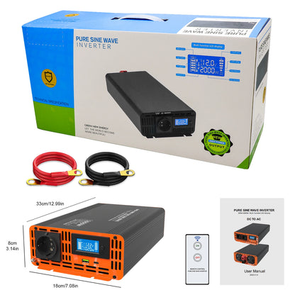 DATOUBOSS Pure Sine Wave Inverter 4000W DC 12V 24V 36V 48V 60V 72V to AC 220V 240V  Continuous Power 2000W With LCD Inverter