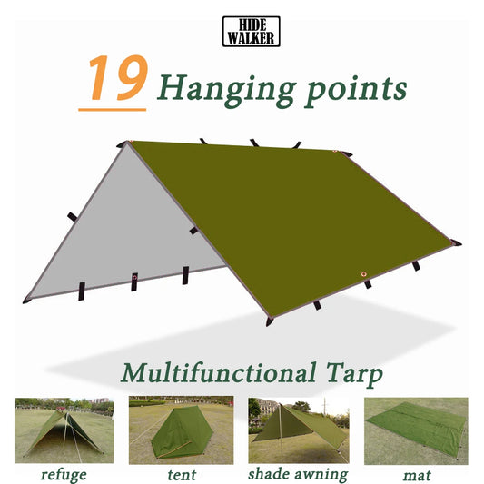 Waterproof Tent Tarp 19 Hang Points Survival Tent Outdoor Camping  Tactical Sun Shelter 4x4 3x4 3x3 Lightweight Sunshade Awning