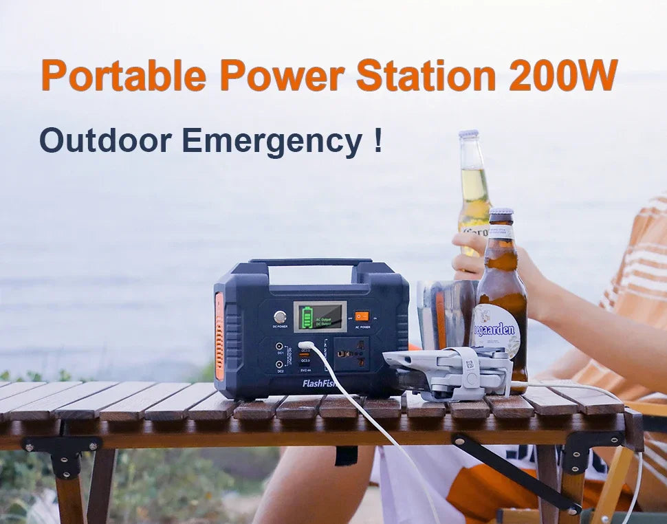 E200 151Wh Solar Generator AC 200W Power Station with 18V 50W Foldable Solar Panel Battery Complete Kit Set System