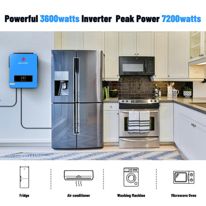 Sumry 3.6kw Hybrid Solar Inverter 110/120v 24v Dual Output with MPPT 120A 60-450v 50/60hz Home Inversor Pure Sine Wave