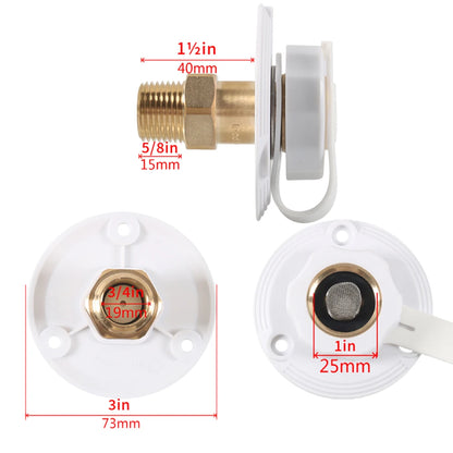 RV City Water Fill Inlet Water Fill Inlet Built In Check Valve Flange Hose Connector Connection Fill For RV Marine Caravans