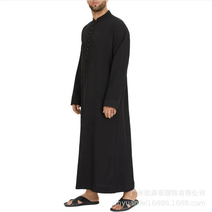 Abaya Dubai Men's Muslim Loose Stand Collar New Saudi Round Collar Hui Robe Arab Middle East Men's Clothing