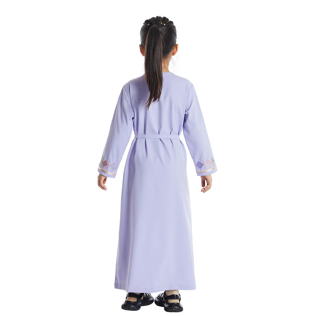 Moroccan Eid Muslim Kids Abaya Girls Embroidery Zipper Long Sleeve Maxi Dress Arabic Kaftan Robes Islamic Party Prayer Clothing