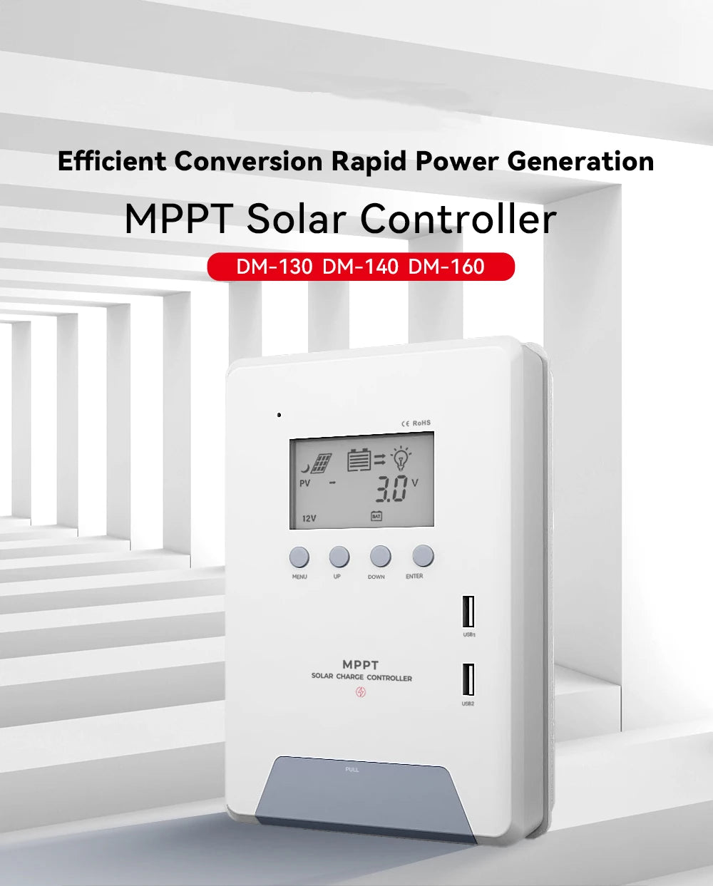 30A 40A 60A MPPT Solar Charge Controller 12V 24V 48V PV Solar Panel Acid/Lithium Battery Regulator Dual USB Port