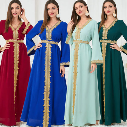 Arab Morocco Muslim Dress Abaya Women embroidery maxi Abayas Dubai Turkey Islam Kaftan Longue Musulmane Vestidos Largos 2022