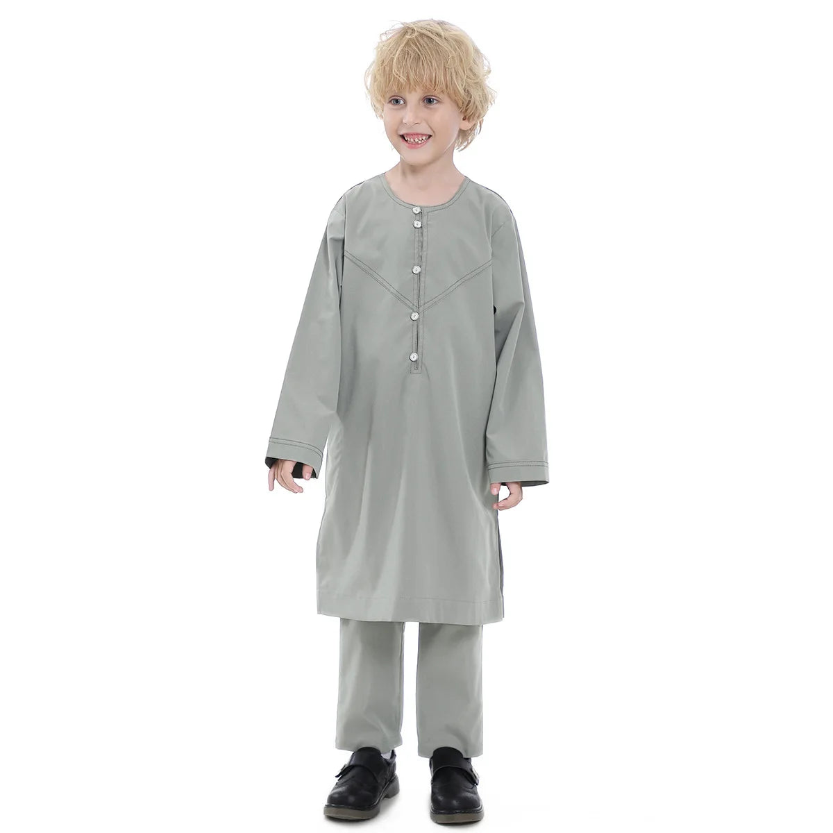 Morocco Muslim Arab Boy Thobe Children Abaya Ramadan Jubba Thobe Dress Pant Set 2 Piece Caftan Robe Kaftan Musulman Ensembles