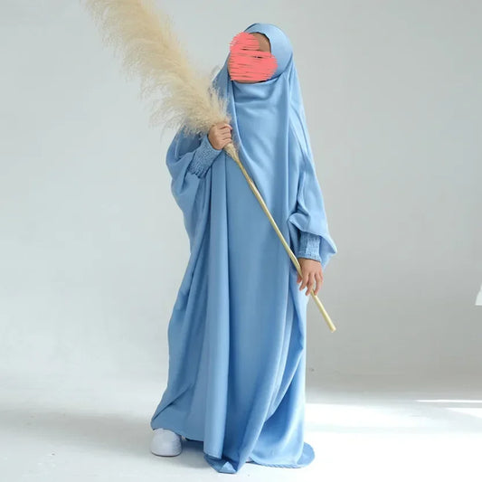 Muslim Kids Girls Hijab Dress Eid Hooded Overhead Dress Abaya Islam Prayer Garment Clothing Arab Robe Khimar Robe Eid Ramadan