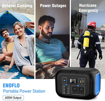 Portable Power Station 600W Power Bank 296Wh Solar Generator Lithium Battery Portable Generator Fast Charging