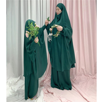 Eid Kids Girls Muslim Hooded Hijab Dress Women Abaya Prayer Garment Child Robe Modest Dresses Women Skirt Ramadan Islam Clothing