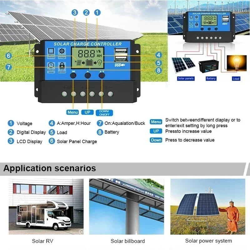 300W 600W Flexible Solar Panel 12V 24V Solar Charge Battery Kit with 30A/60A Controller for Camping RV Home Solar Power Bank