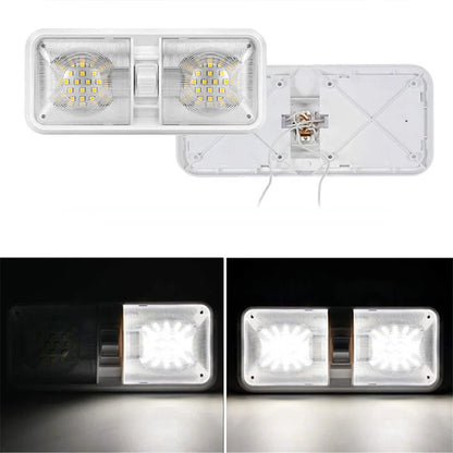 12-24V RV 48 LED Dome Lights Car Double Ceiling Light Boat Truck Camper Trailer Caravan High Brightness Car Interior Read Lights