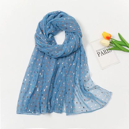 Glitter Shimmer Muslim Hijabs Fashion Solid Bubble Chiffon Scarf High Quality Shawl Scarves Silver Crinkle Woman Headscarf