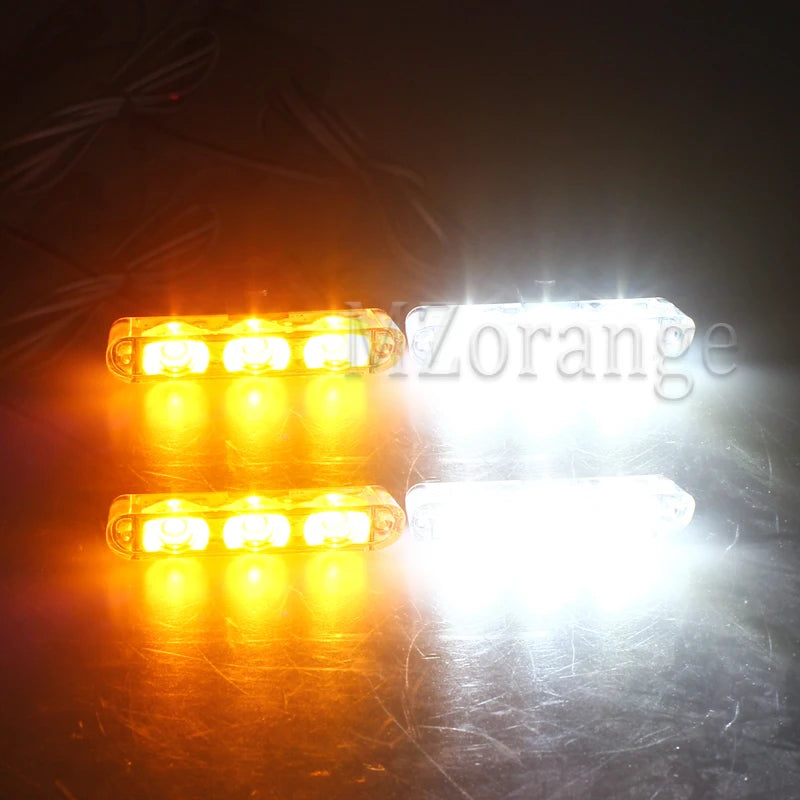 4*3 LED Police Lights for Car Led Flasher Fso Cigaretteer Grill Warning Lamp 12V Motorcycles Strobe Lights Flashlight