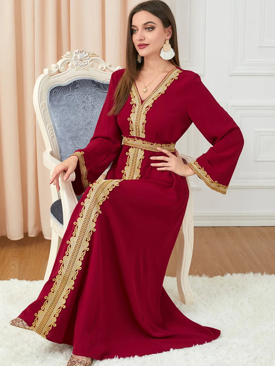 Arab Morocco Muslim Dress Abaya Women embroidery maxi Abayas Dubai Turkey Islam Kaftan Longue Musulmane Vestidos Largos 2022