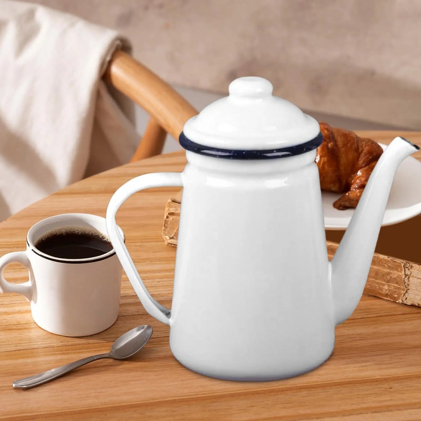 Enamel Tea Kettle with Handle Stovetop Teapot for Kitchen Restaurant Tea