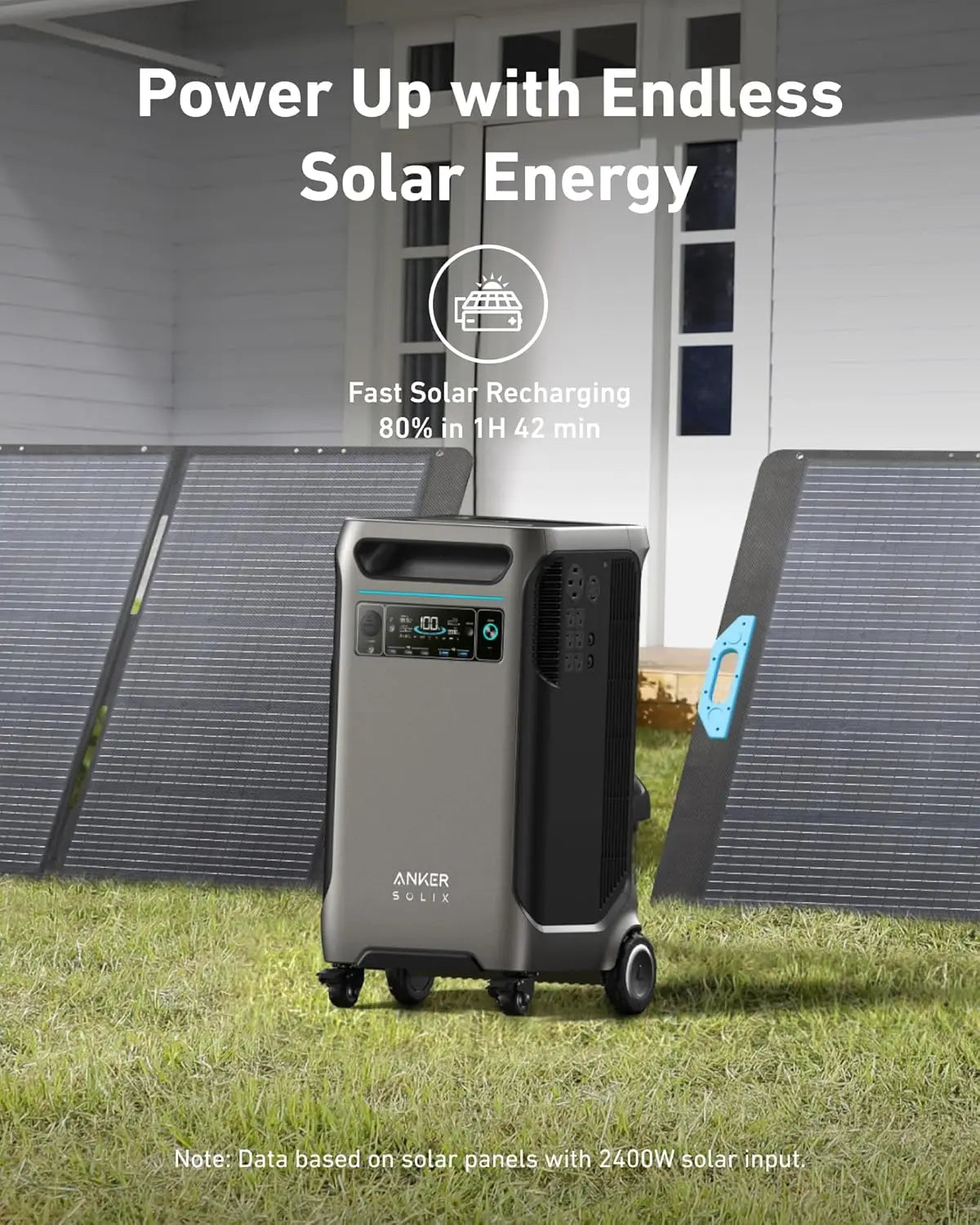 F3800 Portable Power Station with 400W Solar Panel 3840Wh LiFePO4 Battery 6000W AC output with 120V/240V