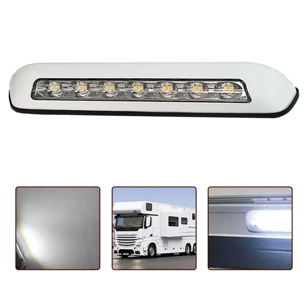 12V 8W 10LED RV LED Awning Porch Light Waterproof Caravan Interior Wall Lamps Light Bar Van Camper Trailer Exterior Lamp