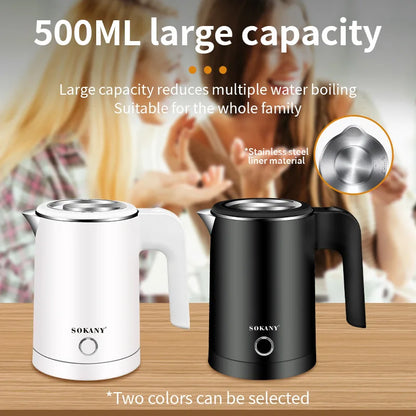 Houselin Travel Electric Kettle 0.5L Stainless Steel Household Indoor Kettle,For Hotel Family Trip Kitchen Smart Kettle Pot