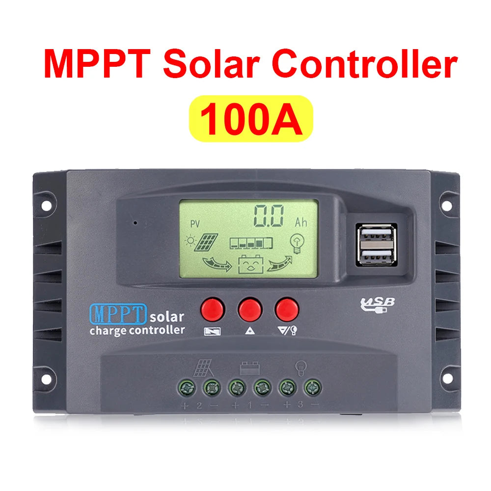 12V/24V MPPT Solar Charge Controller 50VDC Regulator Colorful Screen For Lifepo4 GEL Lithium Lead Acid Battery 20A/30/50/60/100A