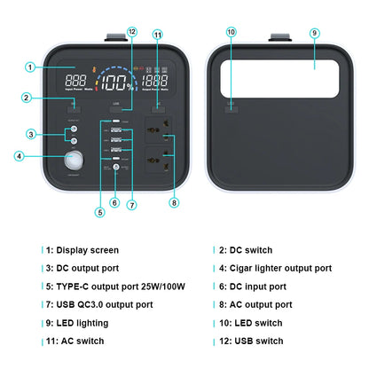 2600W 2400W portable power station lifepo4 UPS Power Supply Camping Solar Electric Generator Power Bank Rechargeable battery Out