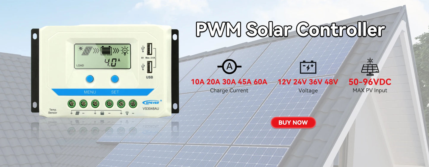 ECGSOLAX PWM Solar Charge Controller 10A 20A 30A 40A 50A 60A 12V/24V Battery Charger Solar Charge Regulator With Dual USB 5V/3A