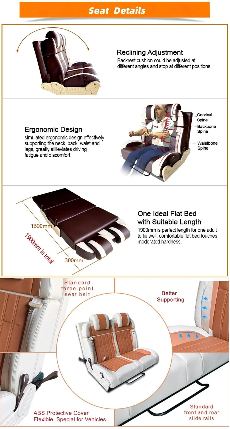 CustomizedTop Rated Modified Multi-Functional Luxury Rock And Roll Bed Seat For Van Motorhome Campervan Caravana