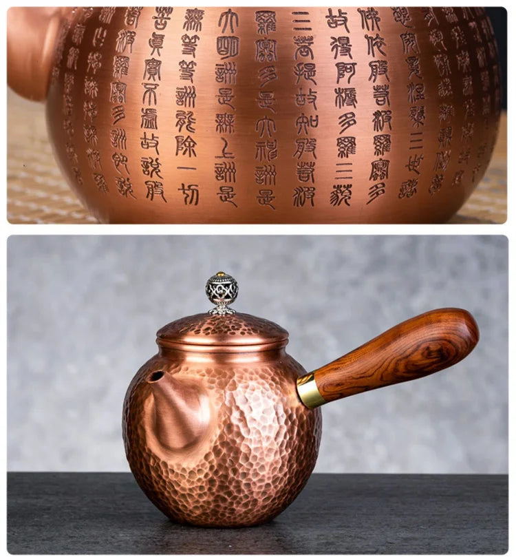 GIANXI Red Copper Teapot Chinese Tea Ceremony Handmade Pure Tea Kung Fu Tea Copper Teawear Retro Keep In Good Health Tea Kettle