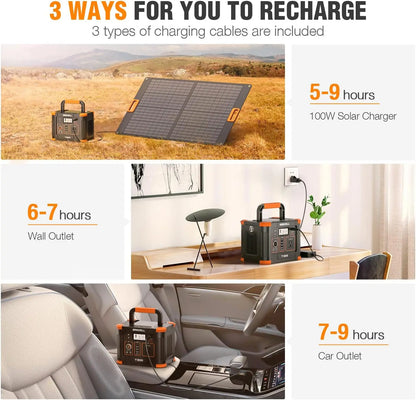 Portable Power Station Solar Powered Generator with  AC Outlet PD Fast Charging Backup Lithium Battery