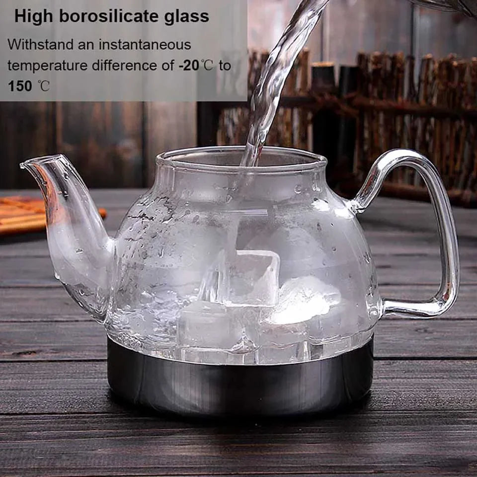 Glass Tea Pots Gas Stove Induction Cooker Water Kettle Chinese Style Teapot With Filter Heat resistant Flower Tea 800/1200ML 1pc