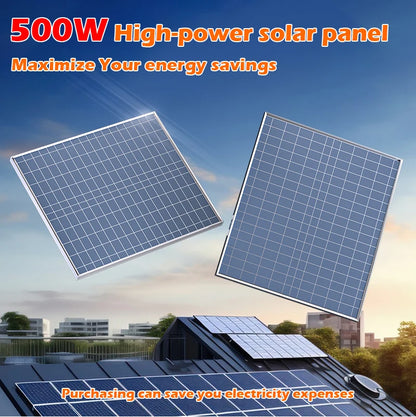 500W Solar Panel 12V Polycrystalline Silicon Solar Charging Panel Kit Outdoor Household Portable Rechargeable Solar Cell Charger