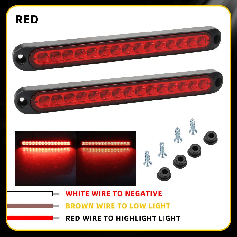 1x Car Light Bar 15LED Bulbs for Car Truck SUV RV Brake Light Signal Side Marker Turn Signal Warning Rear Light 12v 24v