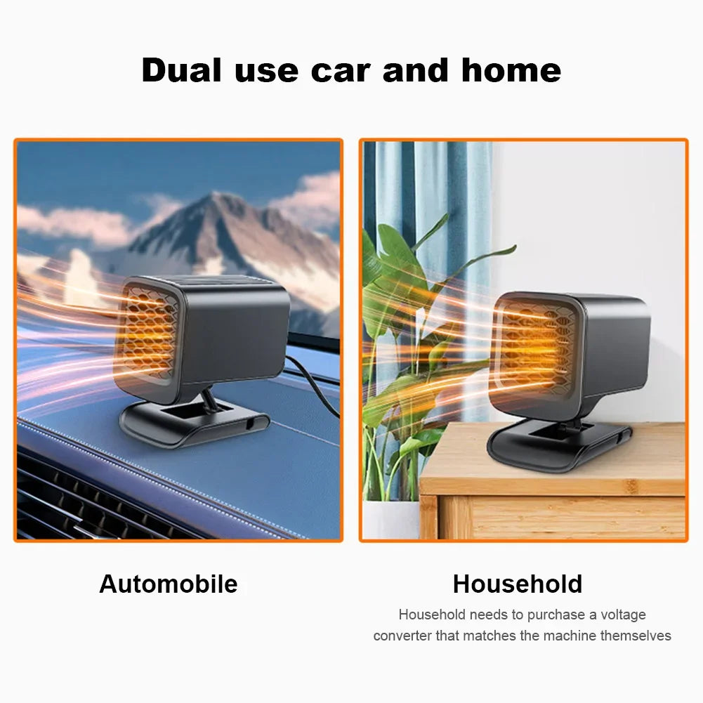 Car Heater 12/24V Portable Car Heating Fan 2 in 1 Cooling Heating Auto Windshield Window Defroster Car Anti-Fog Heater Demister