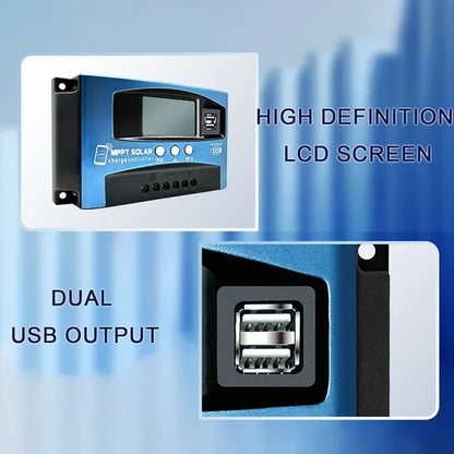 30A/40A/50A/60A/100A LCD Large Digital Display Bluetooth WIFI Solar Charge Controller 12V/24V 12-60V Dual USB MPPT Controller