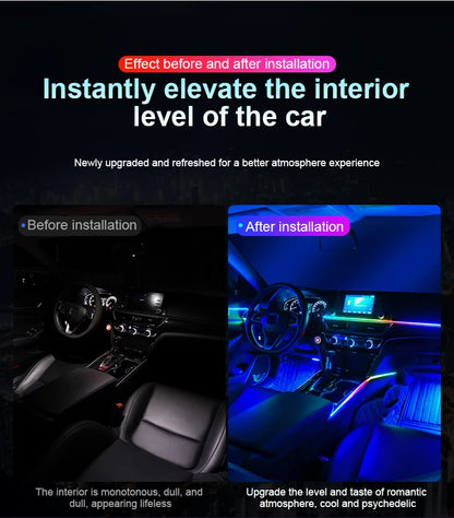 10/14/18 in 1 Led Car Ambient Lights 213 64 Color RGB Symphony Streamer Bluetooth Rainbow Acrylic Strips Atmosphere Lamp Kit 12V