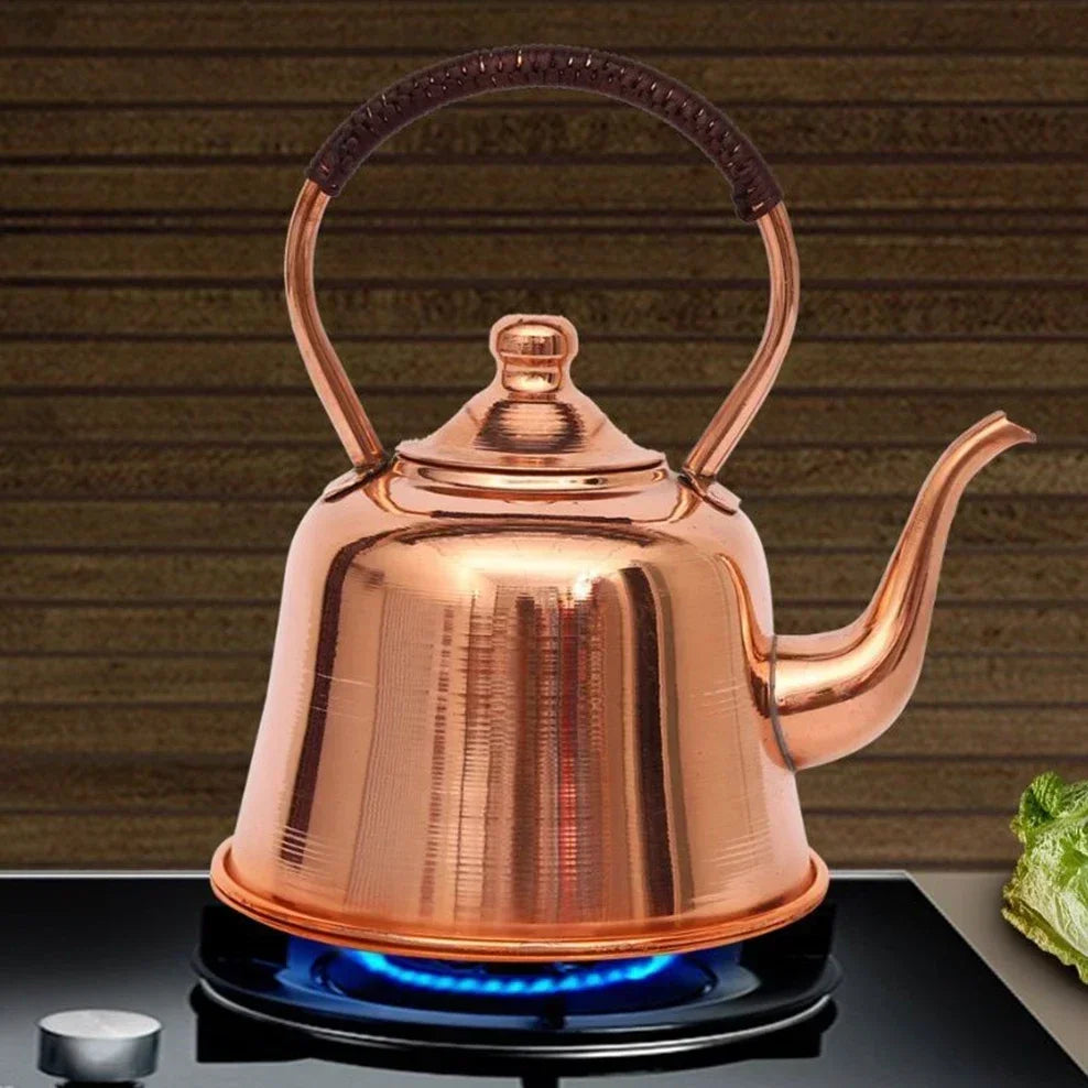 2L Pure Copper Teapot Handmade Red Copper Kettle Hot Pot Add Soup Pot Induction Cooker Boiling Water Kettle Cold Kettle For Home