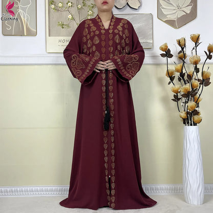 New Muslim Abayas For Women Long Sleeved Dress Dubai Lady Elegant Long Dress Islam Clothing African Abaya Loose Robe With Turban