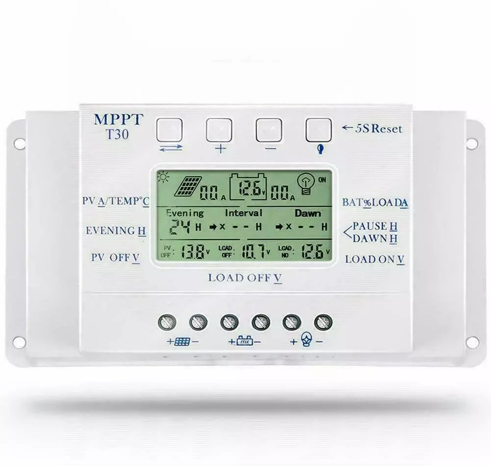 MPPT 20/30/40A 12V/24V LCD Plastic Solar Panel Regulator Charge Controller 3 Timer Solar Panel Stabilizer