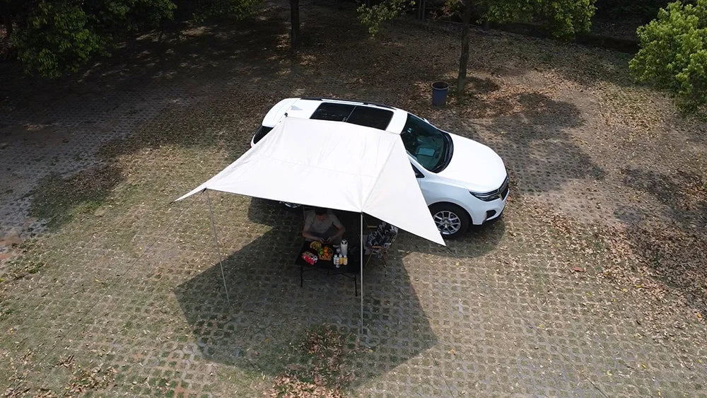 Manta Ray Car Side Awning Black Coating Tarp with Suction Cup Anchor Outdoor Camping Tourist SUV Tent Shade Waterproof Anti UV