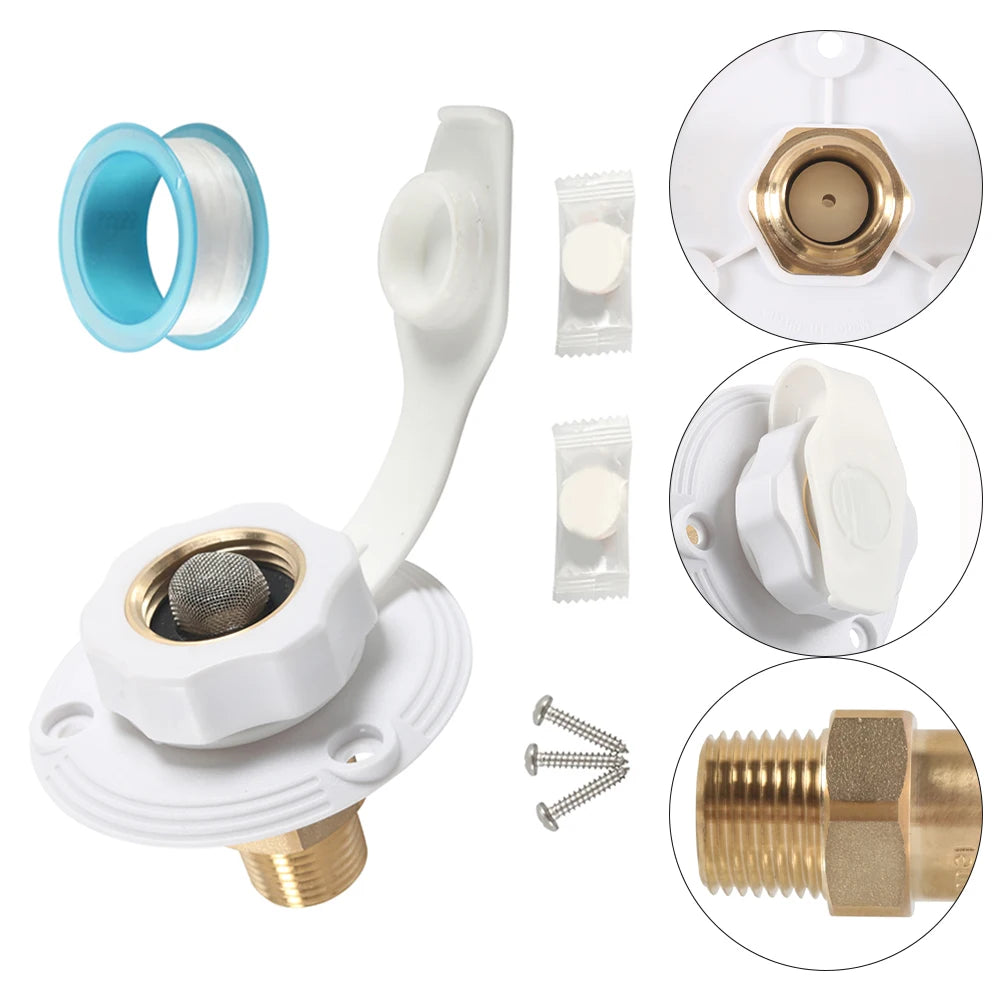 RV City Water Fill Inlet Water Fill Inlet Built In Check Valve Flange Hose Connector Connection Fill For RV Marine Caravans