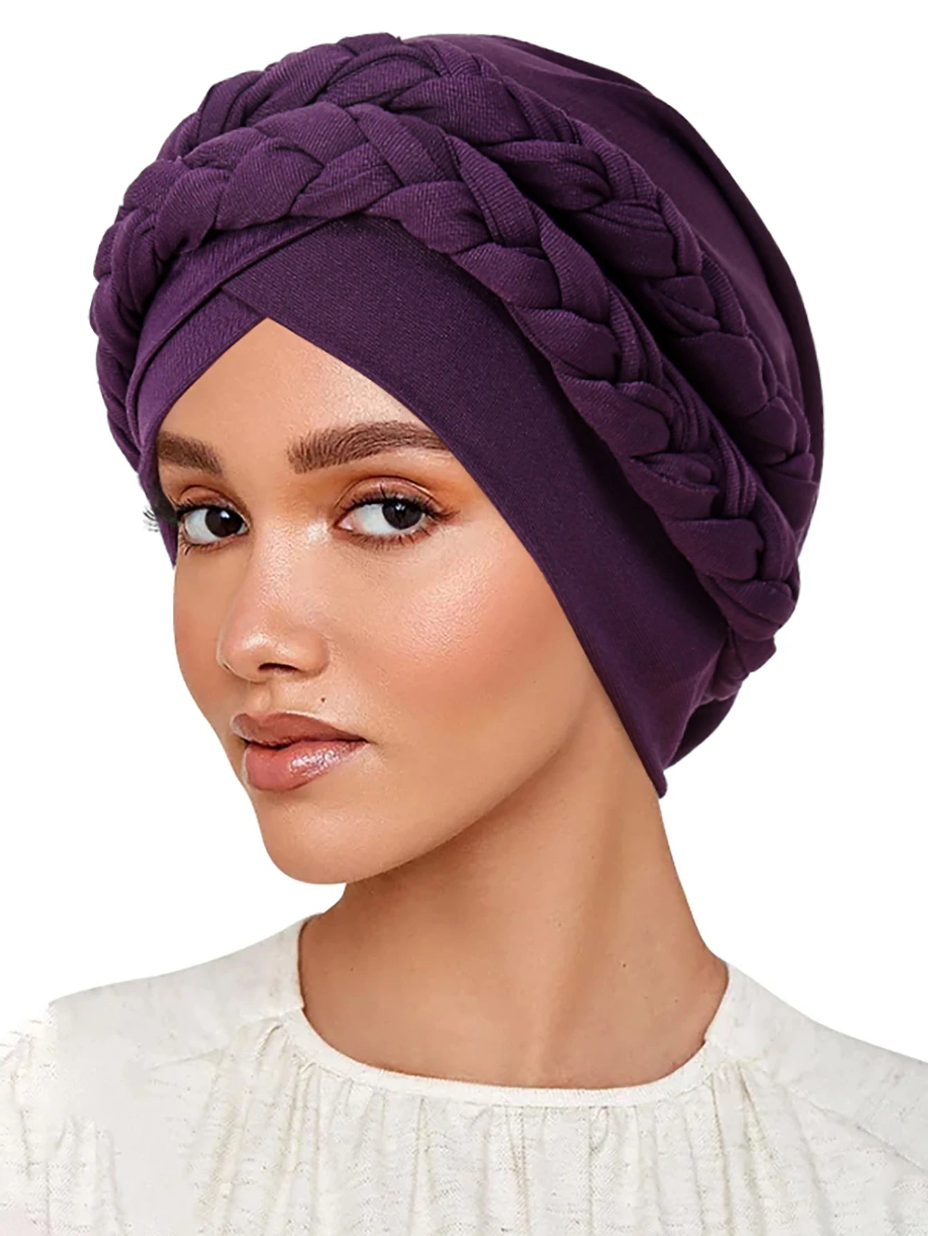 Trendy Braid Muslim Turban Cap Solid Color Women Hijabs Islamic Chemo Cap Head Scarf Ladies Head Wrap Cover Hijab Scarf